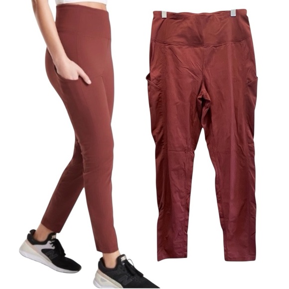 Athleta Pants - ATHLETA Trekkie Hybrid Crop Tight Pants High Rise Leggings Cognac Brown Size 4